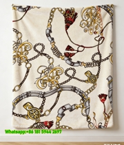 Hermès Vintage Gold Chain & Tassel Flannel Throw Blanket IMG_5238